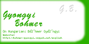 gyongyi bohmer business card